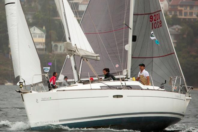 The crew aboard Applejack working their way to victory - Land Rover Winter Series 2015 © David Brogan www.sailpix.com.au